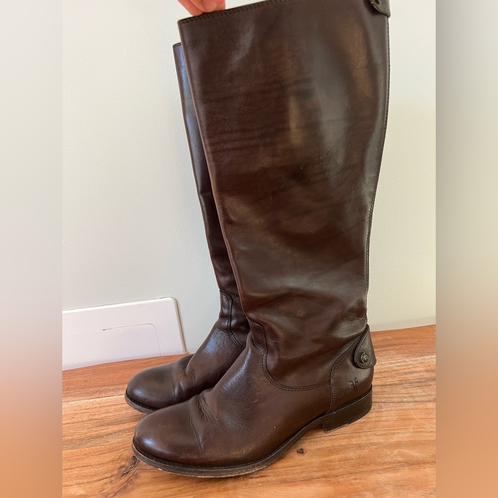 Frye Melissa Button Back Zip Leather Boots Size 9.5